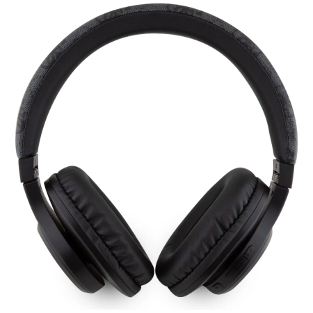 Guess Leather Tone On Tone Script Bluetooth 4G Over-Ear Headphones - Black