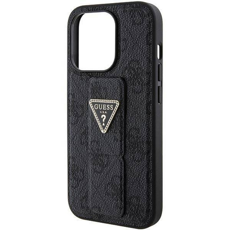 Etui Guess Grip Stand 4G Triangle Strass na iPhone 15 Pro Max - czarne