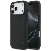 Mercedes Leder Large Laurel Leave MagSafe Case für iPhone 17 Pro Max - Schwarz
