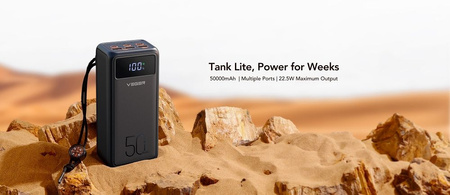 Bateria zewnętrzna (Powerbank) VEGER Tank Lite - 50 000mAh LCD Quick Charge PD 22,5W czarny (W5001)