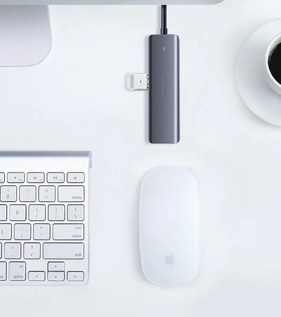 Ugreen USB HUB - 4x USB 3.2 Gen 1 with micro USB power port gray (CM219 50985)