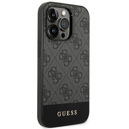 Guess 4G Bottom Stripe Metal Logo Collection - Etui iPhone 14 Pro Max (szary)