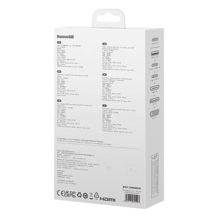 Baseus PioneerJoy 8-in-1 USB-C hub HDMI 4K@60Hz + HDMI 4K@30Hz + DisplayPort 8K@30Hz + VGA + 2 x USB-A 3.0 + 2 x USB-C - gray