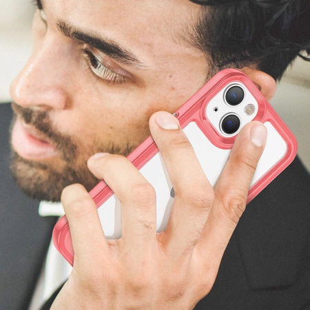 Outer Space Case etui iPhone 14 Plus sztywny pokrowiec z żelową ramką czerwony