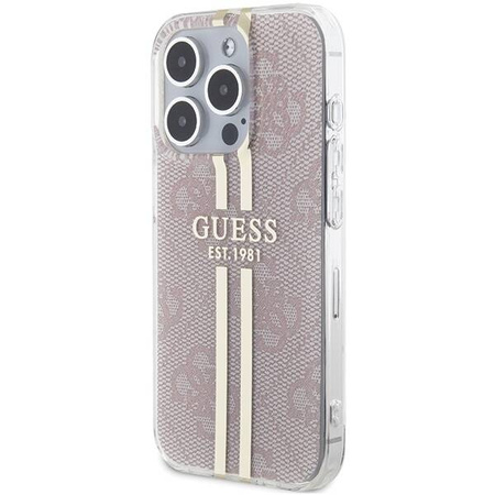 Oryginalne Etui GUESS Hardcase GUHCP15LH4PSEGP do iPhone 15 Pro (4G Gold Stripe / różowy)