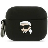Karl Lagerfeld Silikonhülle mit Karl-Lagerfeld-Kopf (3D) für AirPods Pro 3 – Schwarz