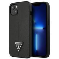 Guess GUHCP13SPSATLK iPhone 13 mini 5,4 "schwarz / schwarzes Hardcase SaffianoTriangle Logo