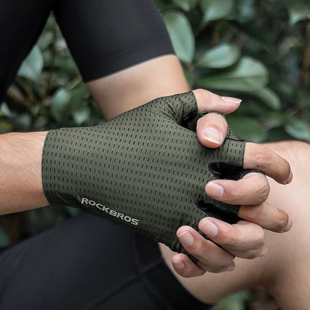 Rockbros Atmungsaktive Kurzfinger-Fahrradhandschuhe Größe: XL - Grün