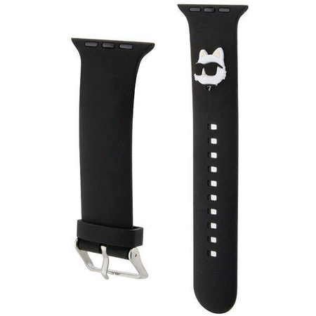 Armband für APPLE WATCH 4 / 5 / 6 / 7 / 8 / SE / ULTRA (42 / 44 / 45 / 49 MM) Karl Lagerfeld Strap 3D Rubber Choupette Head (KLAWLSLCNK) schwarz