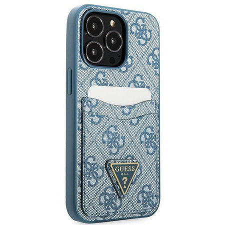 Schutzhülle IPHONE 13 PRO Guess Hardcase 4G Triangle Logo Cardslot (GUHCP13LP4TPB) blau