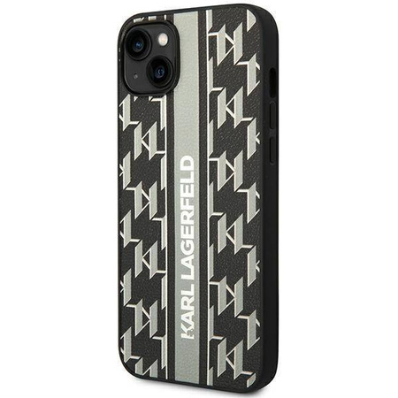 Original Case IPHONE 14 PLUS Karl Lagerfeld Hardcase Monogram Stripe (KLHCP14MPGKLSKG) gray