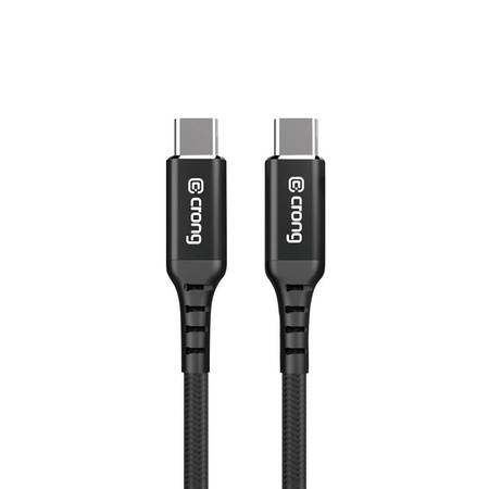 Crong Armor Link - Kabel 60W 3A USB-C do USB-C w oplocie 25cm (czarny)