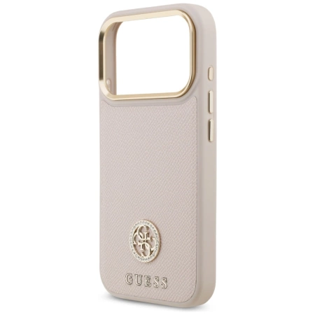Etui Guess Grained Strass Logo MagSafe na iPhone 17 Pro - różowe
