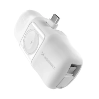 Wozinsky WF16-YCS 5000 mAh 15 W USB-C Mini-Powerbank mit integriertem USB-C-Kabel und Apple Watch Ladegerät – Weiß