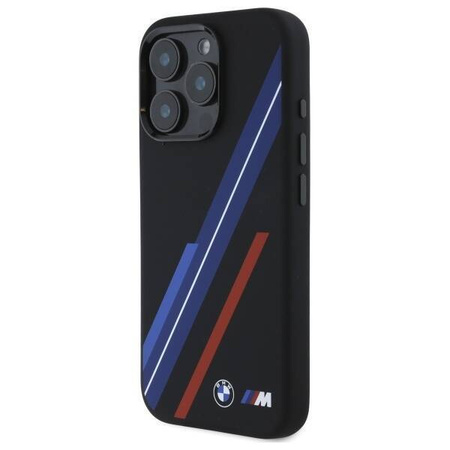 Original Case IPHONE 16 PRO BMW Hardcase Silicone Random Lines MagSafe (BMHMP16L23SSPK) black