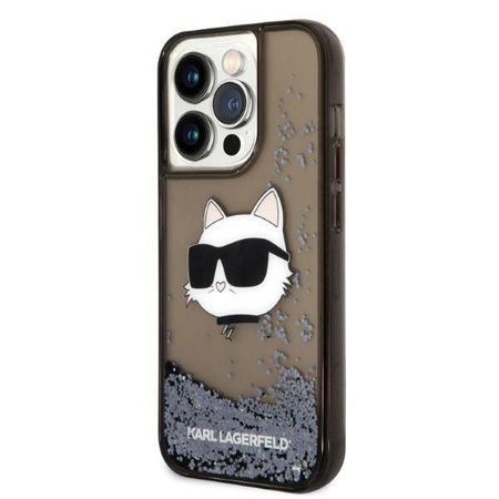 Karl Lagerfeld Liquid Glitter NFT Choupette Head - Etui iPhone 14 Pro (czarny)