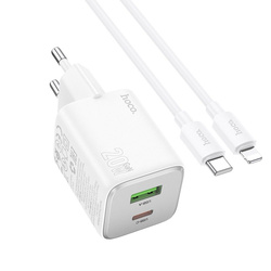 HOCO ładowarka sieciowa USB A + Typ C + kabel Typ C do Lightning PD QC 3A 20W N41 biała