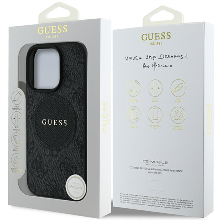 Oryginalne Etui IPHONE 16 PRO Guess 4G Circle Classic Logo MagSafe czarne