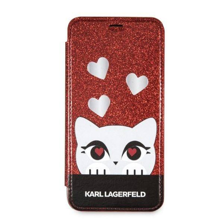 Original Handyhülle IPHONE X / XS Karl Lagerfeld Book Valentine rot