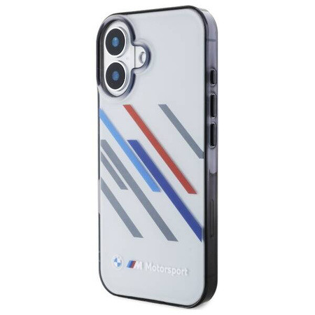 Original Handyhülle IPHONE 16 BMW Hardcase Motosport IML Random Stripes (BMHCP16S23HTRAG) grau