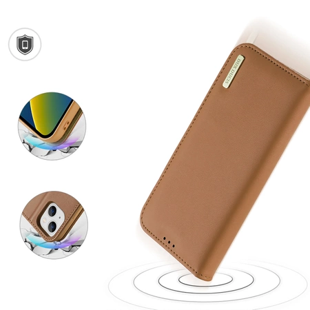 Dux Ducis Hivo echt Leder booktype case schutzhülle aufklappbare hülle für iPhone 14 braun