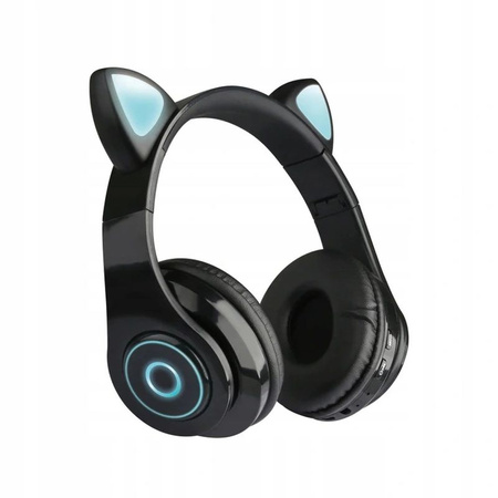 Słuchawki Bezprzewodowe Bluetooth z Kocimi Uszami Składane Z-B39 czarne