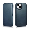 iCarer CE Oil Wax Premium Leather Folio Case iPhone 14 Plus magnetische Klapphülle MagSafe blau (AKI14220707-BU)