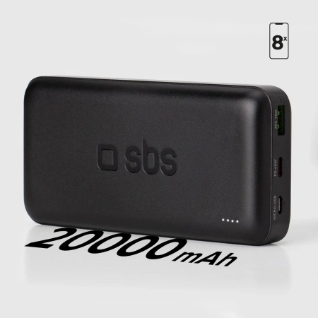 Powerbank SBS TTBB20000PD20K 20000 mAh 20W PD USB-C, USB-A, Micro-USB - Schwarz