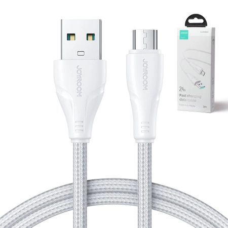 Joyroom USB-Kabel - Micro-USB 2.4A Surpass-Serie für schnelles Aufladen und Datenübertragung 2 m weiß (S-UM018A11)