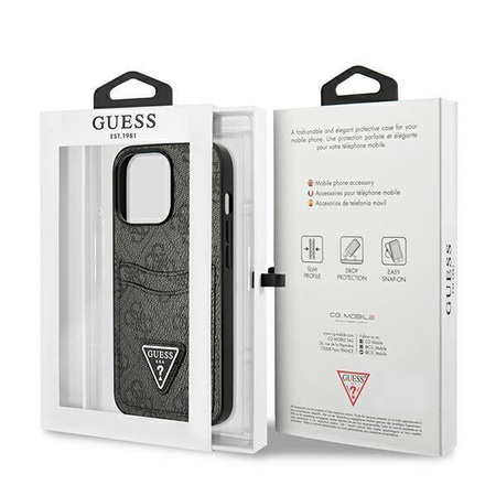 Case IPHONE 13 PRO Guess Hardcase 4G Triangle Logo Cardslot (GUHCP13LP4TPK) black