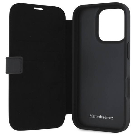 Original Case IPHONE 16 PRO MAX Mercedes Hardcase MB Waves Leather (MEBKP16X23RWRSK) black