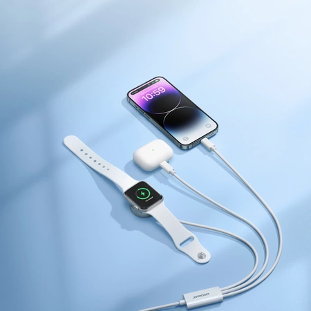 Joyroom S-IW007 3-in-1-Kabel USB-A magnetisches Ladegerät – Lightning 1,2 m – Weiß