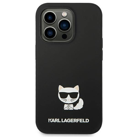 Original Handyhülle IPHONE 14 PRO MAX Karl Lagerfeld Hardcase Silicone Choupette Body schwarz
