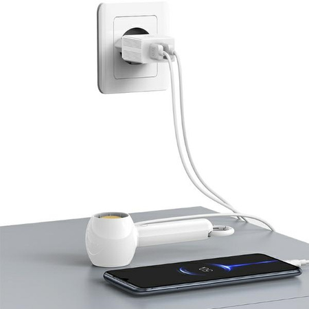 USAMS Ład. siec. 2xUSB-A + kabel USB-C/USB-A Fast Charging biały/white series HC HCXLTZ03