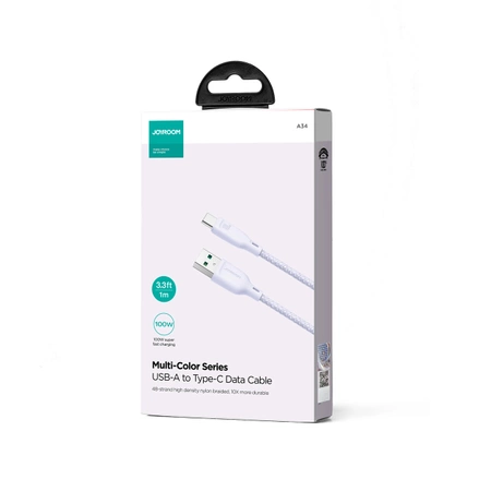 Joyroom Multi-Color Series SA34-AC6 USB-A/USB-C-Kabel 100 W, schnelle Übertragung, 1 m – Lila