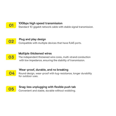 Baseus Speed Seven High Speed RJ45 Netzwerkkabel 10Gbps 1m Schwarz (WKJS010101)