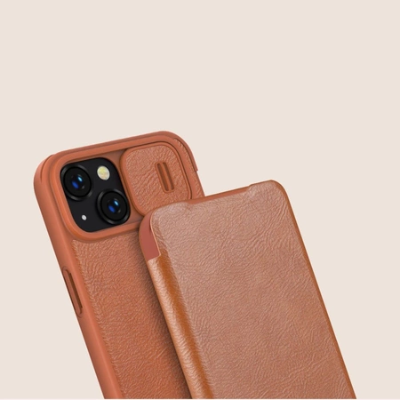 Nillkin Qin Leather Pro Case etui iPhone 14 Plus osłona na aparat kabura pokrowiec obudowa z klapką niebieski