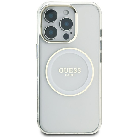 Guess IML Metal Colored Circle Classic Logo MagSafe - Etui do iPhone 16 Pro Max (biały)