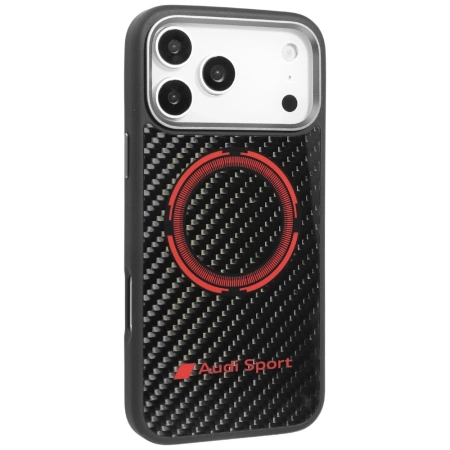 Etui Audi RSQ Carbon Fiber Sport Red Circle MagSafe do iPhone 17 Pro Max - czarne