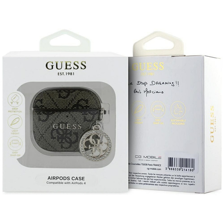 GUESS futerał do APPLE AirPods 4 GUA4P4E4CDW (PU 4G W/ Strass Charm) brązowy