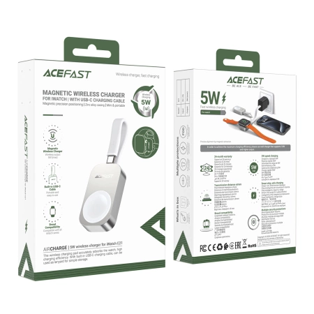 Acefast E21 5W Kabelloses Ladegerät für Apple Watch - Silber