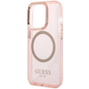 Original Case IPHONE 14 PRO MAX Guess Hard Case Gold Outline Translucent MagSafe (GUHMP14XHTCMP) pink