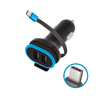 Forever ładowarka samochodowa CC-02 2x USB 3A czarna z kablem USB-C 0,2 m