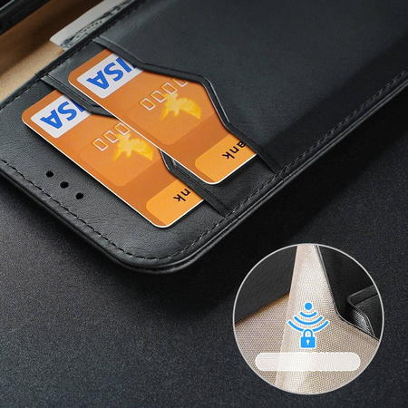 Dux Ducis Hivo echt Leder booktype case schutzhülle aufklappbare hülle für iPhone 14 Pro Max schwarz