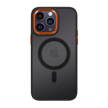 Tel Protect Magnetic Carbon Case do Iphone 12/12 Pro Czarno-pomarańczowy