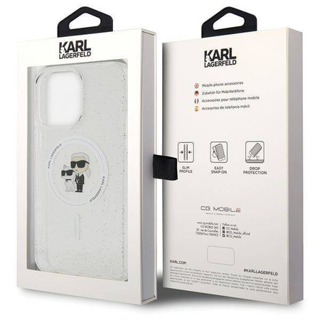 Karl Lagerfeld Karl&amp;Choupette Glitter MagSafe case for iPhone 15 Pro Max - transparent