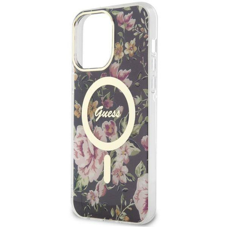 Guess GUHMP14XHCFWSK iPhone 14 Pro Max 6,7&quot; schwarz/schwarz Hardcase Flower MagSafe