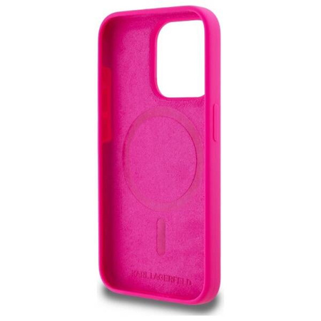KARL LAGERFELD futerał do IPHONE 15 Pro Max kompatybilny z MagSafe KLHMP15XSKHPPLF (SIL KL Head Print) fuschia