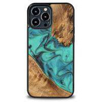Bewood Unique Turquoise iPhone 13 Pro Max Wood and Resin Case - Turquoise Black