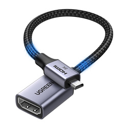 Kabel micro HDMI do HDMI Ugreen HD182, 8K 60Hz, 48Gbps, 0.2m (czarny)